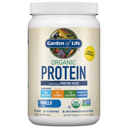 Garden of Life Organic Protein Powder, Vanilla, 20g, 19.05oz